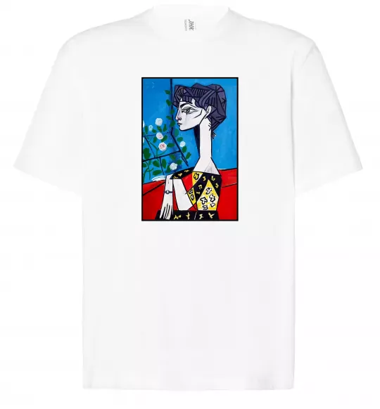 Футболка Оверсайз Жаклін із квітами Белый фото