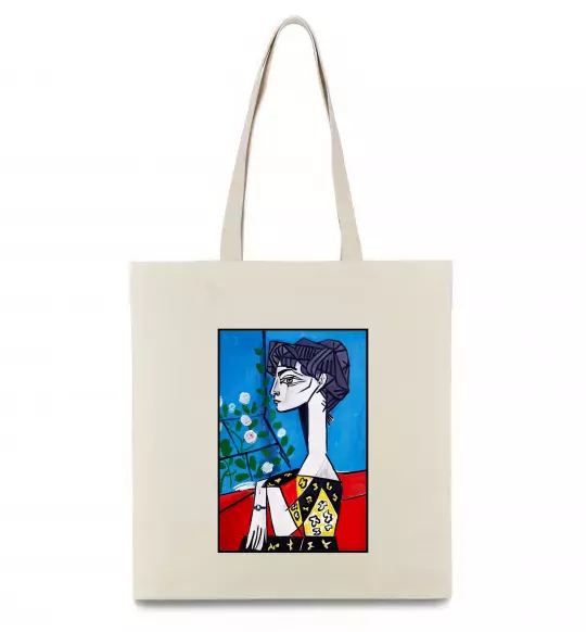 Еко-сумка Жаклін із квітами Бежевий фото