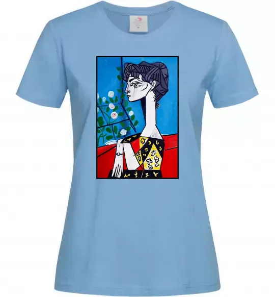 Женская футболка Жаклін із квітами Голубой фото