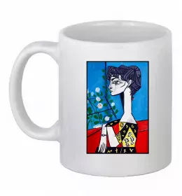 Чашка керамічна Жінка в капелюсі Білий фото