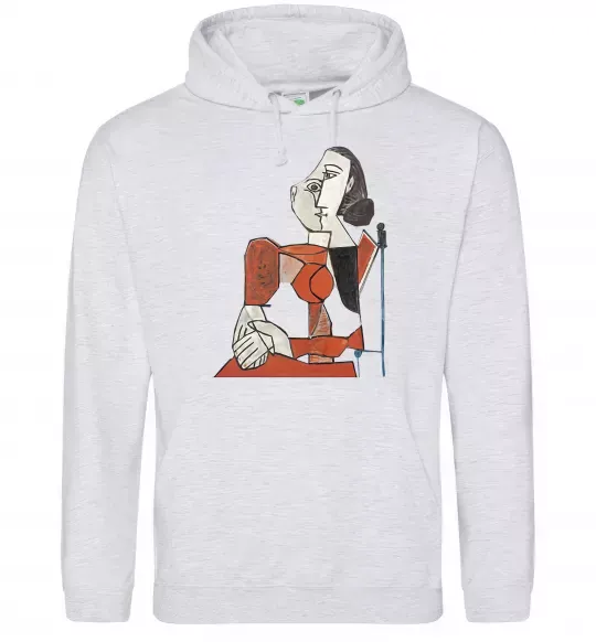 Жіноча толстовка (худі) Жінка що сидить Сірий меланж фото