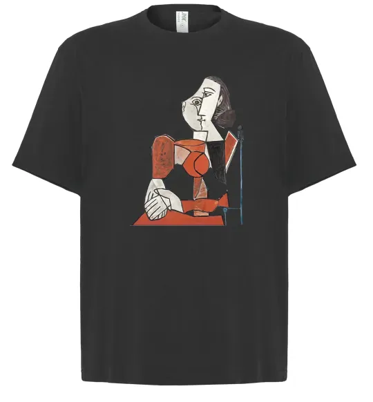 Футболка Оверсайз Жінка що сидить Черный фото