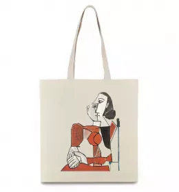 Еко-сумка Жінка що сидить Бежевий фото