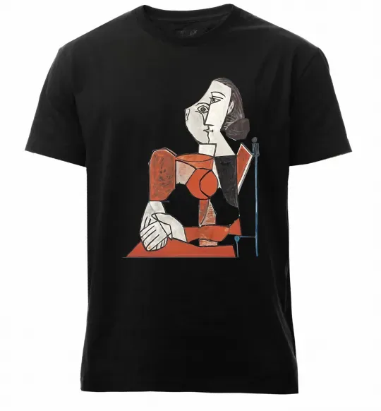 Чоловіча преміум футболка Жінка що сидить Чорний фото