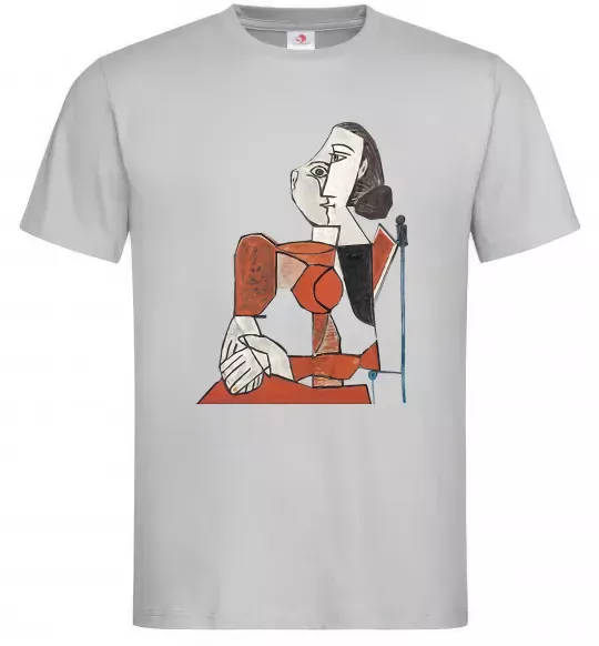Чоловіча футболка Жінка що сидить Сірий фото