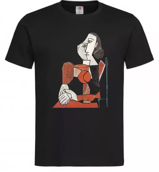 Чоловіча футболка Жінка що сидить Чорний фото