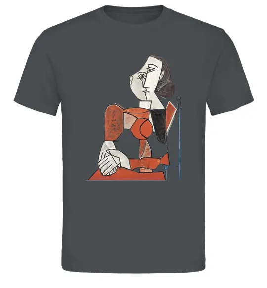 Чоловіча футболка Жінка що сидить Графіт фото