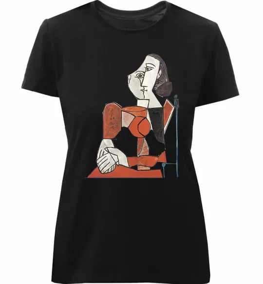 Жіноча преміум футболка Жінка що сидить Чорний фото