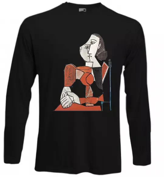 Лонгслив Жінка що сидить Черный фото