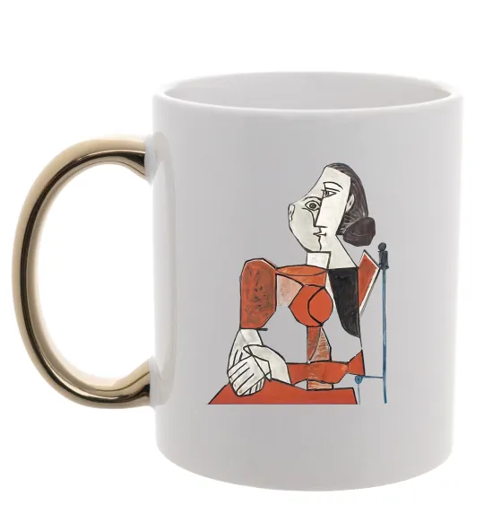 Чашка с цветной ручкой Жінка що сидить Золото фото