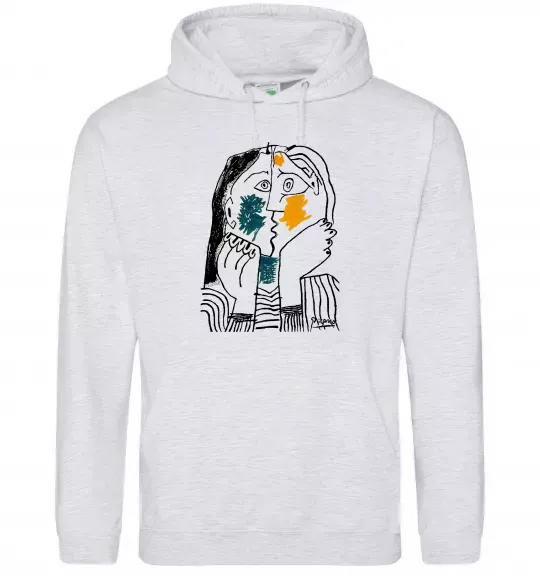 Женская толстовка (худи) Kiss Серый меланж фото