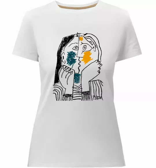 Женская премиум футболка Kiss Белый фото