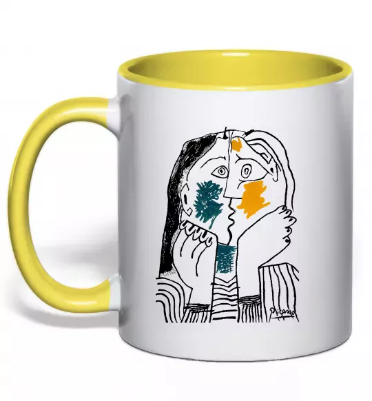 Чашка с цветной ручкой Kiss Солнечно желтый фото