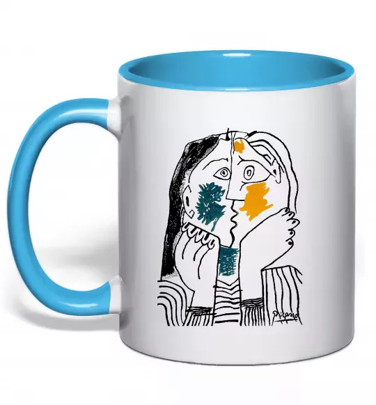 Чашка с цветной ручкой Kiss Голубой фото