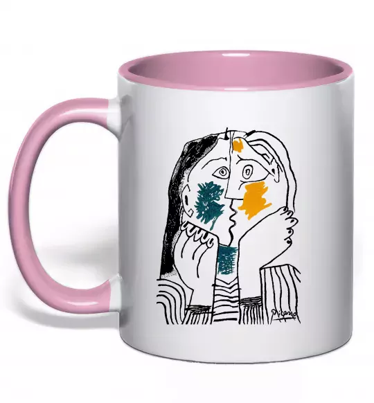 Чашка с цветной ручкой Kiss Нежно розовый фото