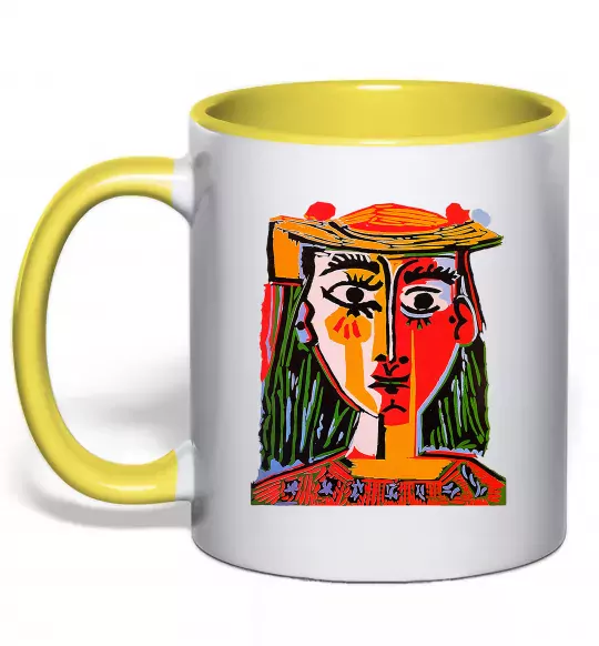 Чашка с цветной ручкой Жінка в капелюсі Солнечно желтый фото