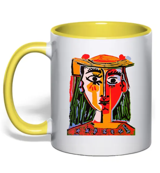 Чашка с цветной ручкой Жінка в капелюсі Лимонный фото