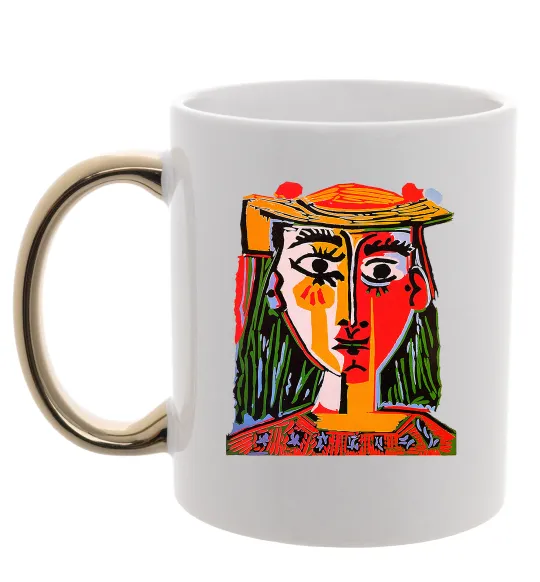 Чашка с цветной ручкой Жінка в капелюсі Золото фото