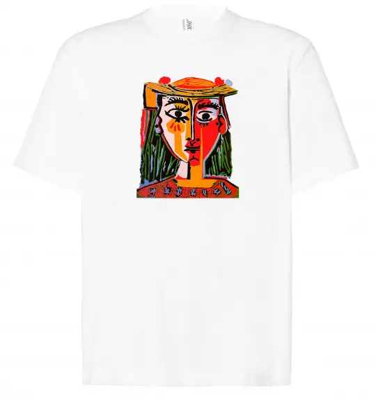 Футболка Оверсайз Жінка в капелюсі Белый фото