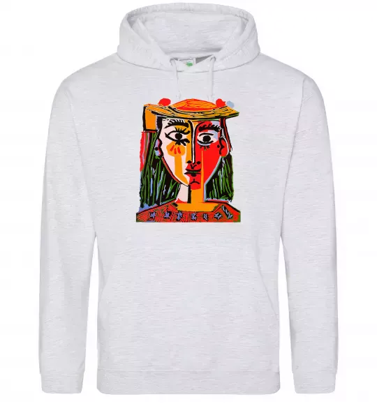 Мужская толстовка (худи) Жінка в капелюсі Серый меланж фото