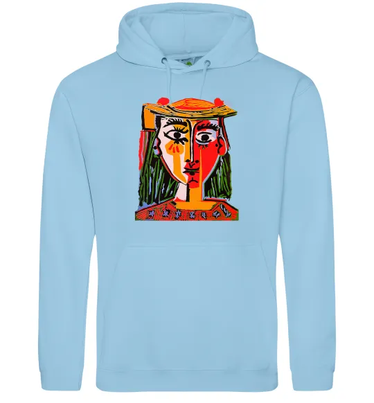 Женская толстовка (худи) Жінка в капелюсі Голубой фото