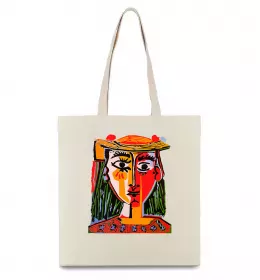 Еко-сумка Жінка в капелюсі Бежевий фото