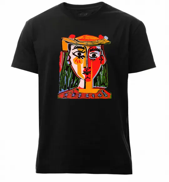 Чоловіча преміум футболка Жінка в капелюсі Чорний фото