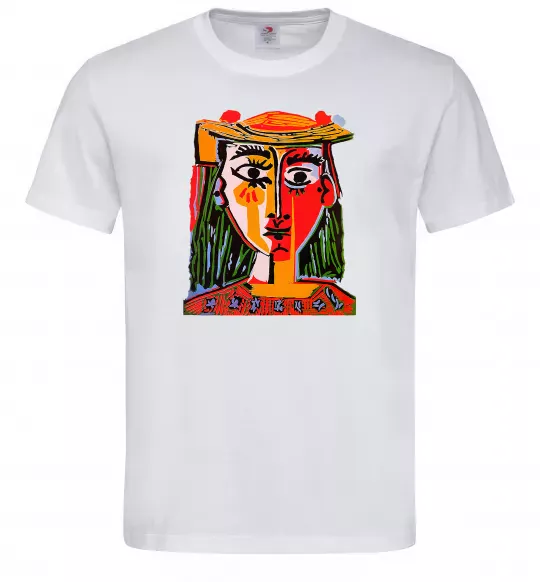 Чоловіча футболка Жінка в капелюсі Білий фото