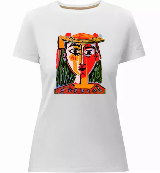 Жіноча преміум футболка Жінка в капелюсі Білий фото