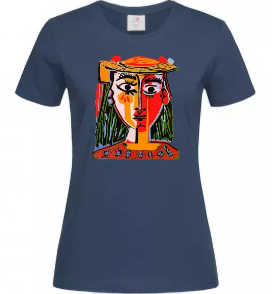 Женская футболка Жінка в капелюсі Темно-синий фото