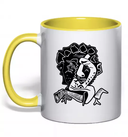 Чашка с цветной ручкой Head of an Actor Солнечно желтый фото