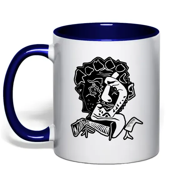 Чашка с цветной ручкой Head of an Actor Глубокий темно-синий фото