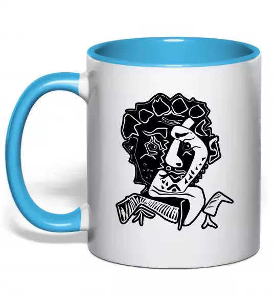 Чашка с цветной ручкой Head of an Actor Голубой фото