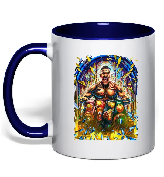 Чашка з кольоровою ручкою Пояси Глибокий темно-синій фото