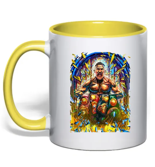 Чашка с цветной ручкой Пояси Лимонный фото