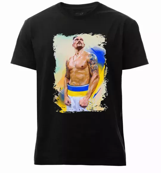 Мужская премиум футболка Олександр Усик Черный фото