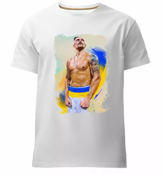 Мужская премиум футболка Олександр Усик Белый фото