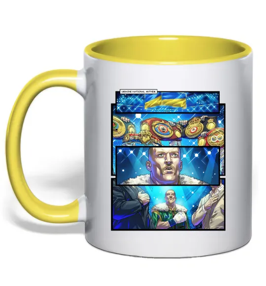 Чашка с цветной ручкой Усик комікс гімн Лимонный фото