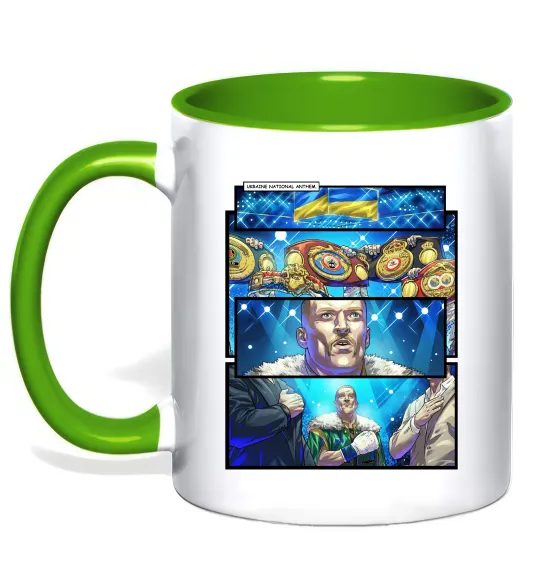 Чашка с цветной ручкой Усик комікс гімн Лаймовый фото