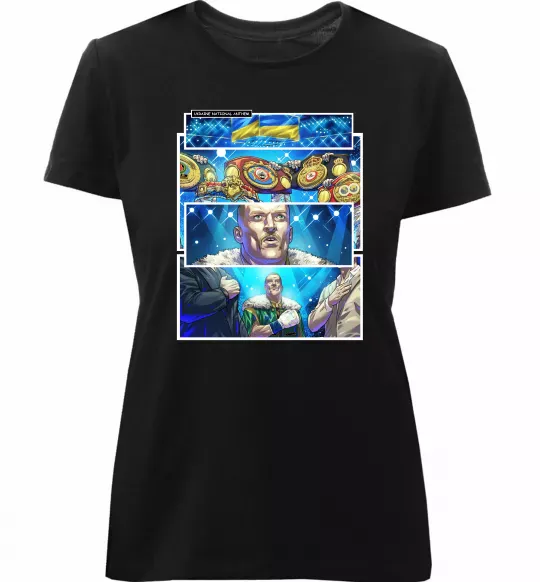 Женская премиум футболка Усик комікс гімн Черный фото