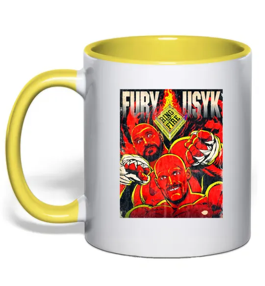Чашка с цветной ручкой Usyk Fury Лимонный фото