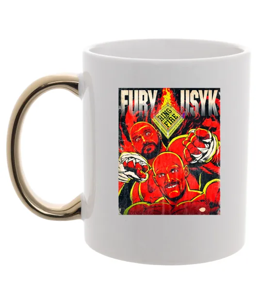 Чашка с цветной ручкой Usyk Fury Золото фото