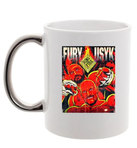 Чашка с цветной ручкой Usyk Fury Серебро фото