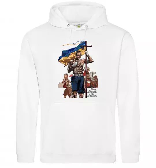 Чоловіча толстовка (худі) From Stength-to Strength Білий фото