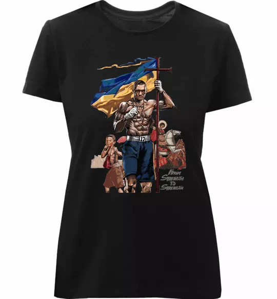 Жіноча преміум футболка From Stength-to Strength Чорний фото