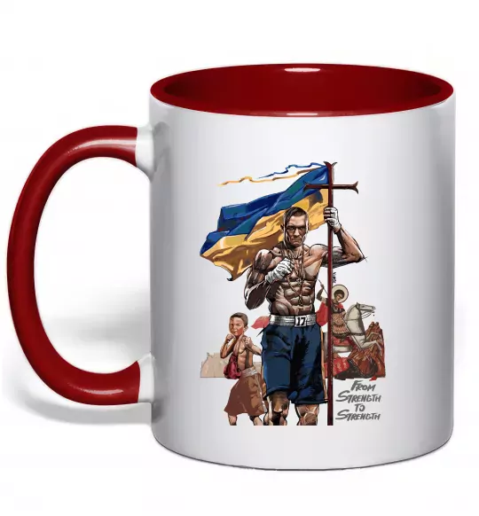 Чашка з кольоровою ручкою From Stength-to Strength Червоний фото