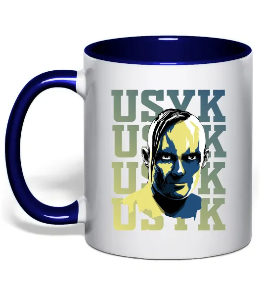 Чашка з кольоровою ручкою Usyk art Глибокий темно-синій фото