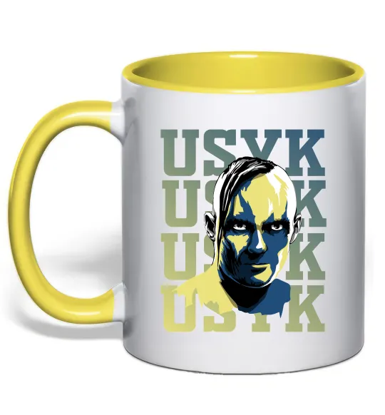 Чашка з кольоровою ручкою Usyk art Лимонний фото
