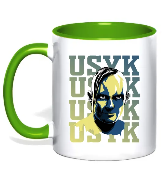 Чашка з кольоровою ручкою Usyk art Лаймовий фото