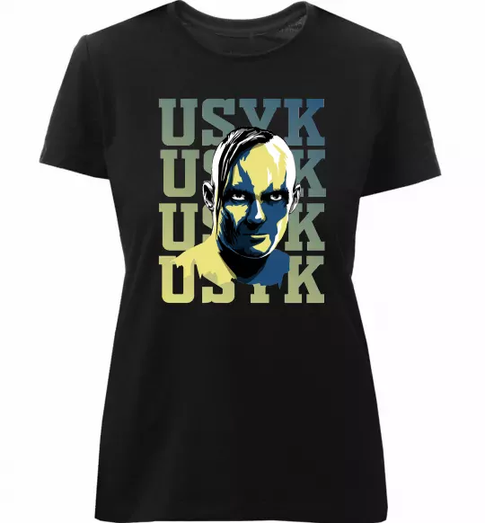 Женская премиум футболка Usyk art Черный фото